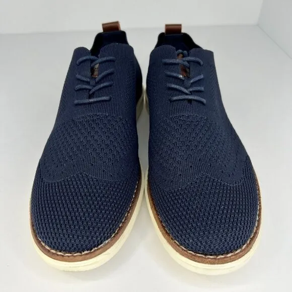 B. Blass Mens Size 8.5 Marine Blue Memory Foam Stitchlite Wingtip Oxford Shoes