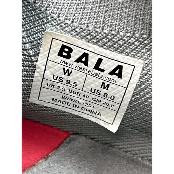 BALA Twelves Shoes for Nurses US9.5 Womens US8 Mens Gray Red Walking
