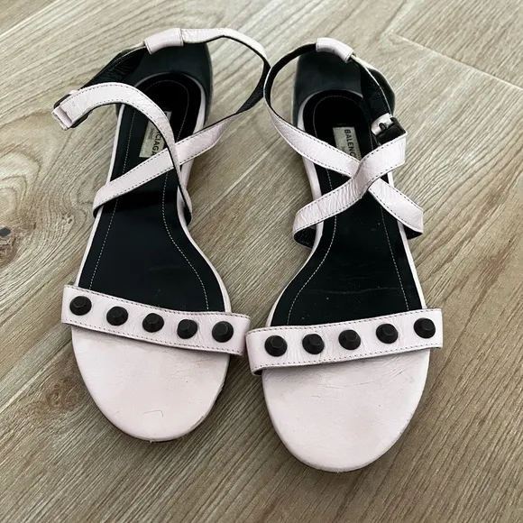 Balenciaga Pink Leather Arena Sandal