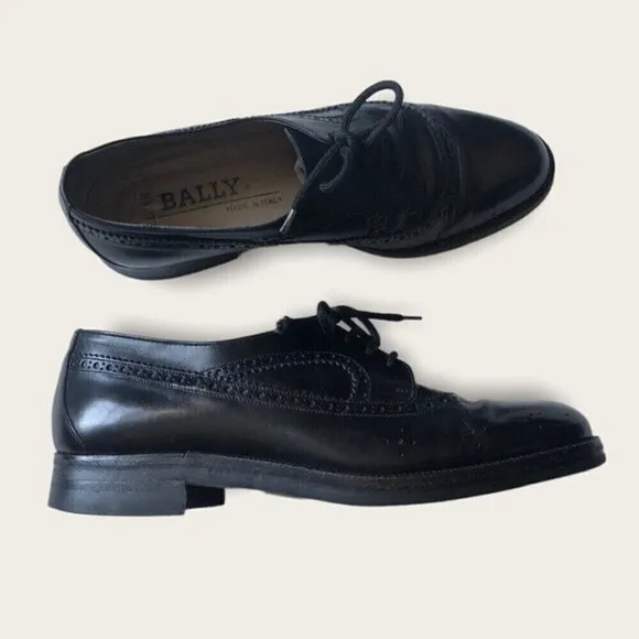 BALLY Delber Oxford Shoes Mens Lace Up Black Classic Derby Shoes Italian Leather