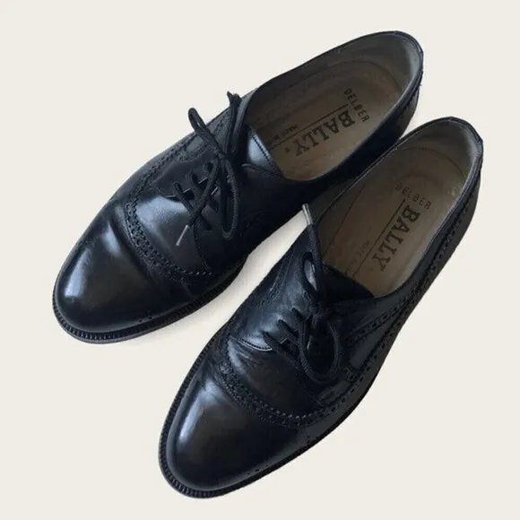 BALLY Delber Oxford Shoes Mens Lace Up Black Classic Derby Shoes Italian Leather