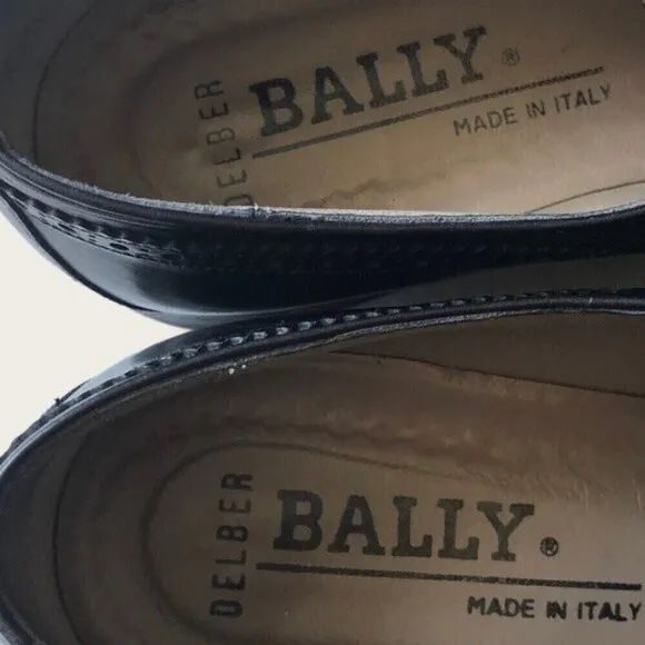 BALLY Delber Oxford Shoes Mens Lace Up Black Classic Derby Shoes Italian Leather