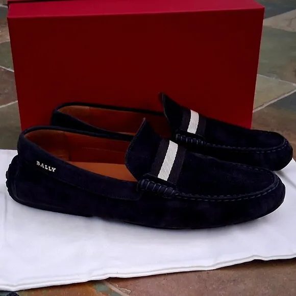 Bally Pearce Loafers  Slip-On Shoes Navy Suede