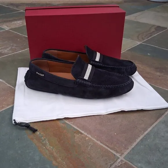 Bally Pearce Loafers  Slip-On Shoes Navy Suede