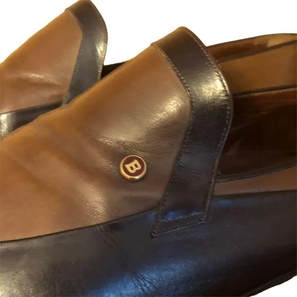 Bally Vintage Italian Leather 2-tone Slip On Dress Shoes Handmade in Italy