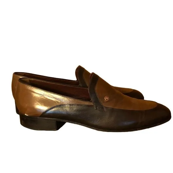 Bally Vintage Italian Leather 2-tone Slip On Dress Shoes Handmade in Italy