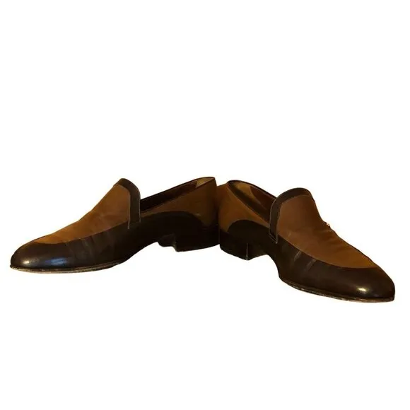 Bally Vintage Italian Leather 2-tone Slip On Dress Shoes Handmade in Italy