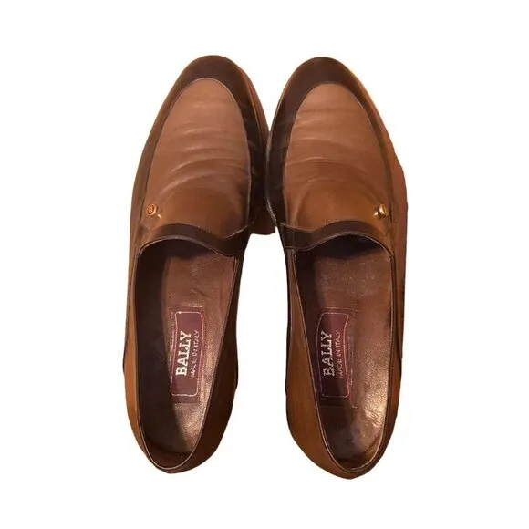 Bally Vintage Italian Leather 2-tone Slip On Dress Shoes Handmade in Italy