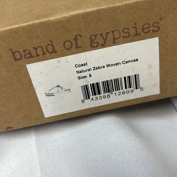 Band of Gypsies Coast Vegan Natural Zebra Woven Canvas Sneaker Mule size 8