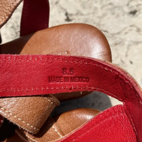 Bed Stu Grettell wedge sandals size wooden heel platform new condition size down
