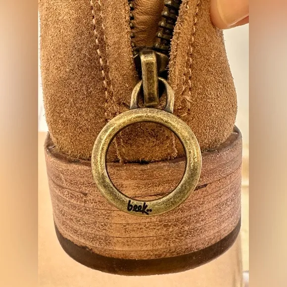 Beek! Ankle Bootie/“Falcon” Suede/Zip-up/Chestnut/Size-7.5