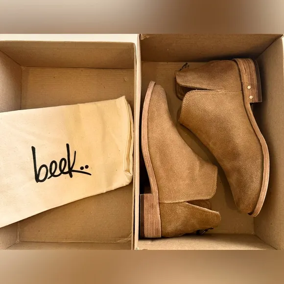 Beek! Ankle Bootie/“Falcon” Suede/Zip-up/Chestnut/Size-7.5