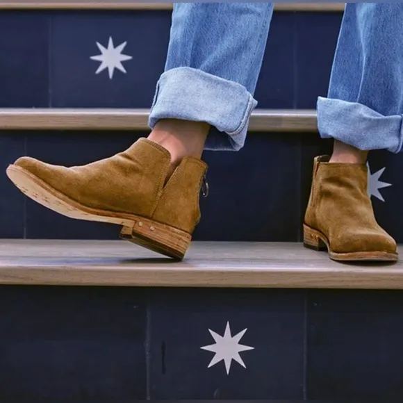 Beek! Ankle Bootie/“Falcon” Suede/Zip-up/Chestnut/Size-7.5