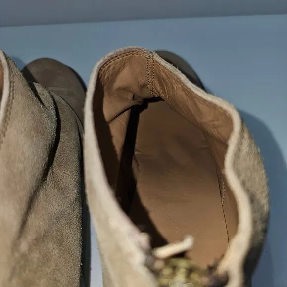 Beek Eaglet Ankle Bootie Western Slouchy Stone Tan Suede Leather Size 8