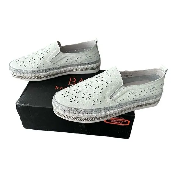 Bernie Mev. NYC TW99 White Memory Foam Slip On Shoes Style Size EU 41 US 11