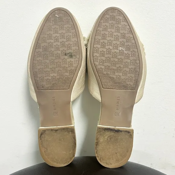 Birdies Champagne Pale Gold Dupioni Satin Pom Poms Songbird Slip On Mules 8.5