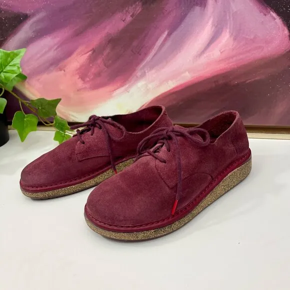 BIRKENSTOCK Gary Suede Leather Lace Up Kids Shoes in Maroon Size 33 /USA 2 - 2.5