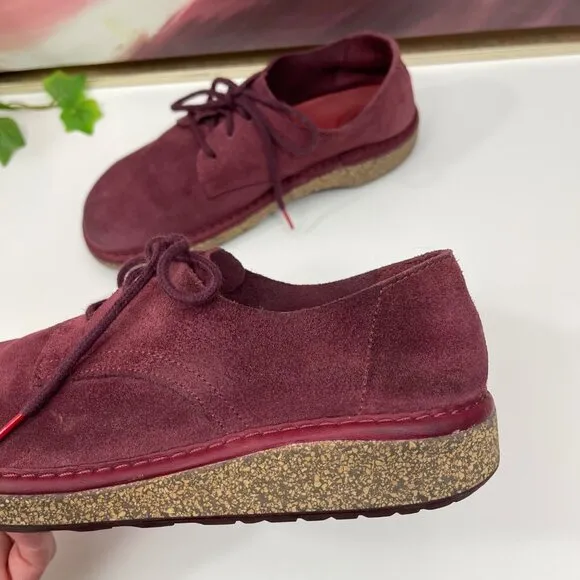 BIRKENSTOCK Gary Suede Leather Lace Up Kids Shoes in Maroon Size 33 /USA 2 - 2.5