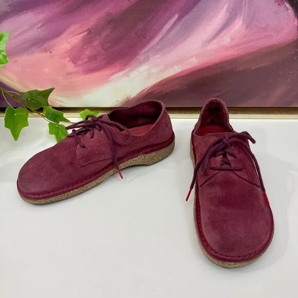 BIRKENSTOCK Gary Suede Leather Lace Up Kids Shoes in Maroon Size 33 /USA 2 - 2.5