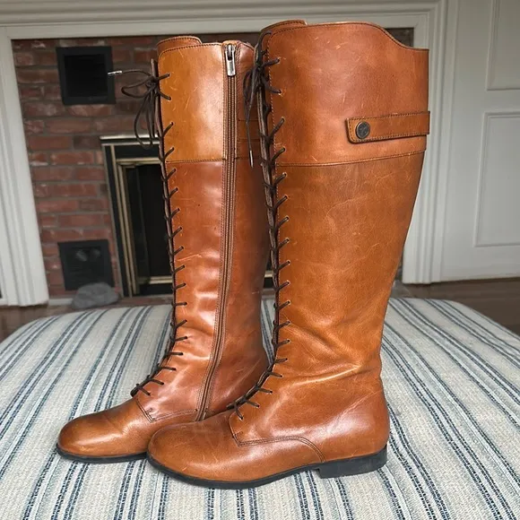 Birkenstock Longford Camel Brown Leather Knee-High Boots size 38 size 7 7.5 USA
