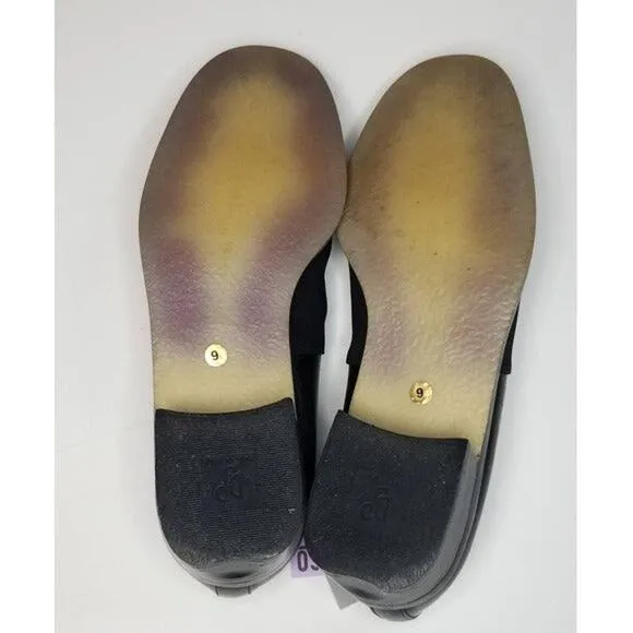 Black Closed Round Toe Block Heel Half Leather Work Shoe Size 9 Donald J Pliner