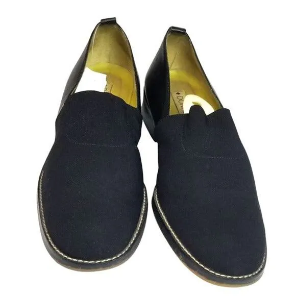 Black Closed Round Toe Block Heel Half Leather Work Shoe Size 9 Donald J Pliner