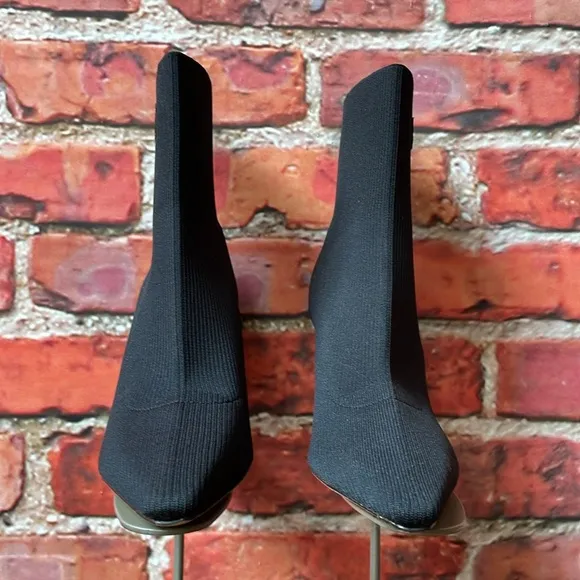 Black Kate Spade Valeria Knit Pointed Toe Heeled Booties
