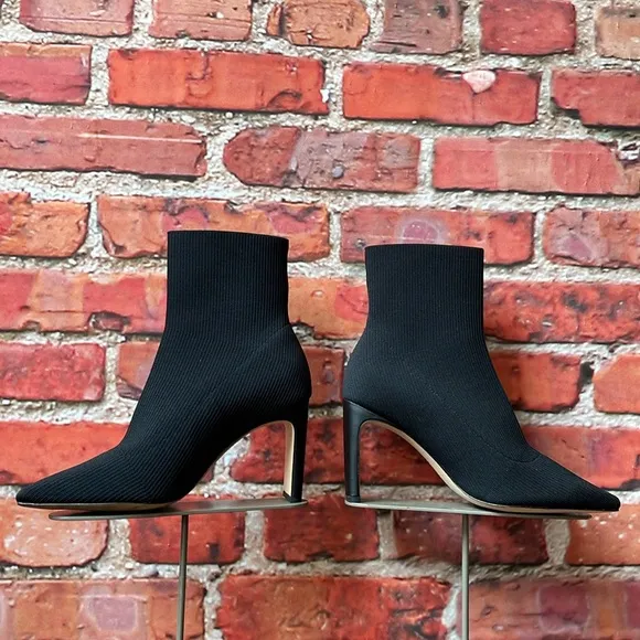 Black Kate Spade Valeria Knit Pointed Toe Heeled Booties