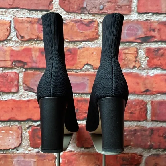 Black Kate Spade Valeria Knit Pointed Toe Heeled Booties
