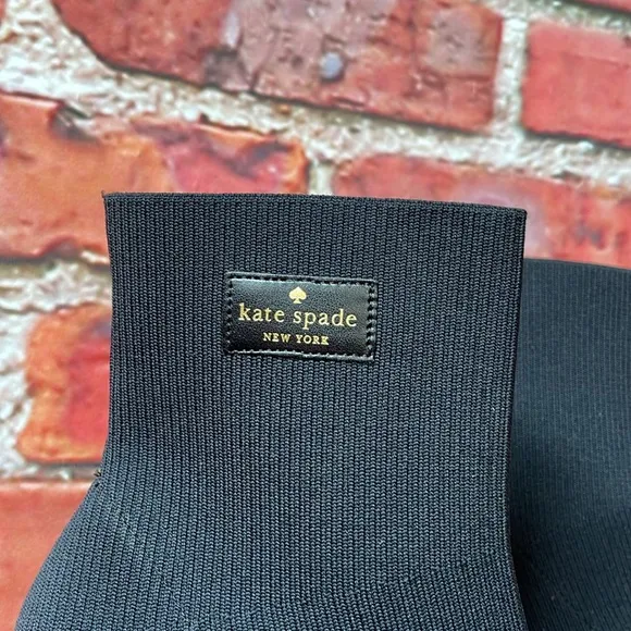 Black Kate Spade Valeria Knit Pointed Toe Heeled Booties