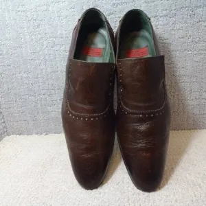 Blackline Jeffery West Mens Size EU 44 US 11 Brown Leather Slip on Brogue Shoes