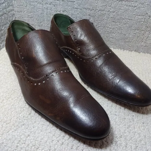 Blackline Jeffery West Mens Size EU 44 US 11 Brown Leather Slip on Brogue Shoes