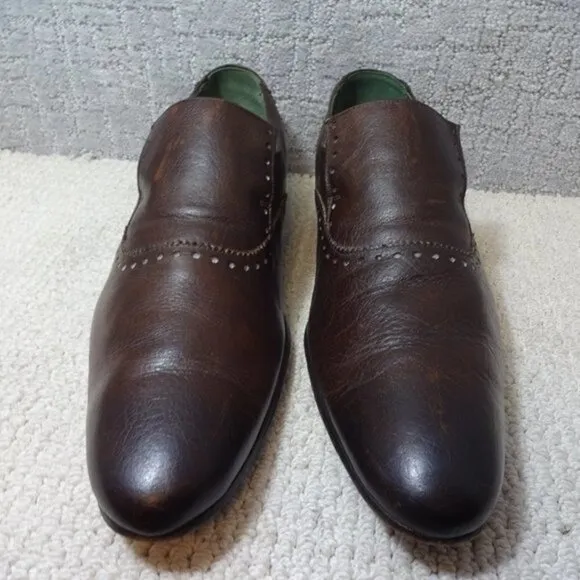 Blackline Jeffery West Mens Size EU 44 US 11 Brown Leather Slip on Brogue Shoes