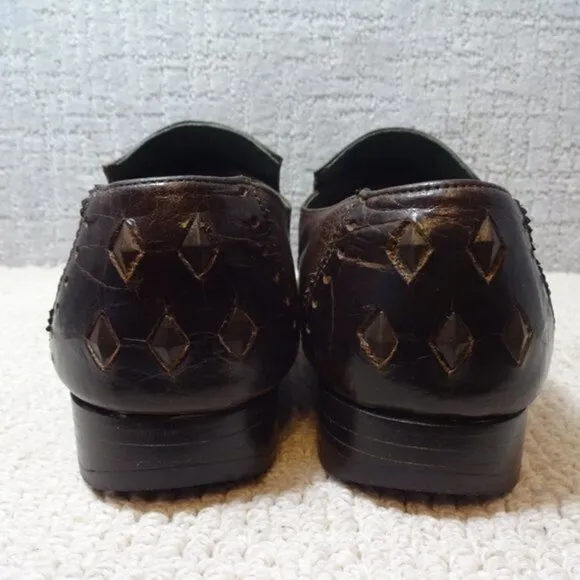 Blackline Jeffery West Mens Size EU 44 US 11 Brown Leather Slip on Brogue Shoes