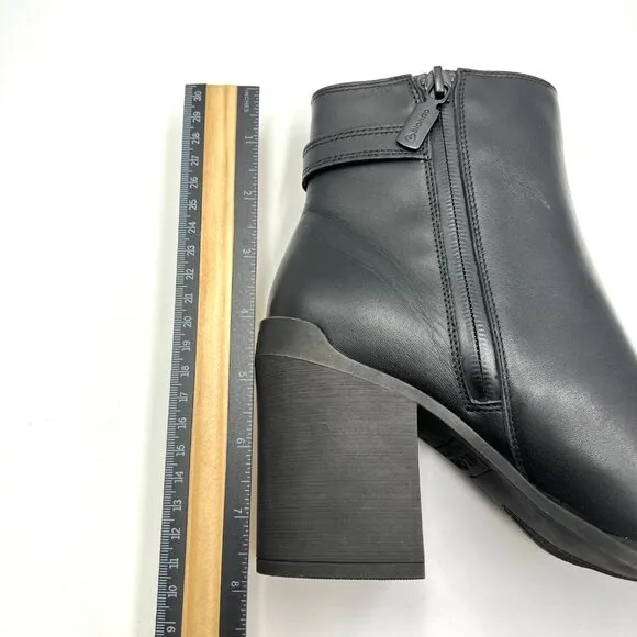Blondo Womens Size 6 Raven Black Leather Waterproof Heeled Boots Shoes