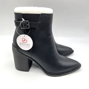 Blondo Womens Size 6 Raven Black Leather Waterproof Heeled Boots Shoes