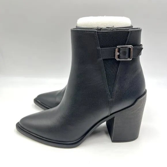 Blondo Womens Size 6 Raven Black Leather Waterproof Heeled Boots Shoes