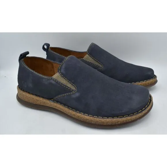 Born Mens Size 10 Bryson Dark Blue Distressed Leather Slip On Casual Shoes
