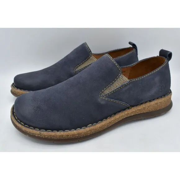 Born Mens Size 10 Bryson Dark Blue Distressed Leather Slip On Casual Shoes