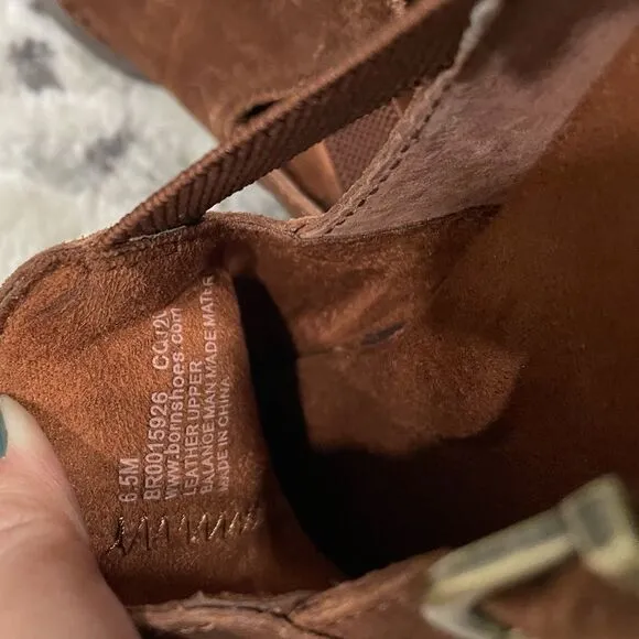 BORN Nolina Rust Leather NWOB Suede Ankle Bootie