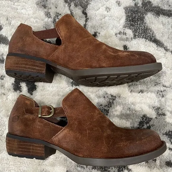 BORN Nolina Rust Leather NWOB Suede Ankle Bootie