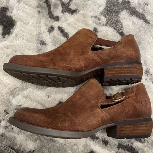 BORN Nolina Rust Leather NWOB Suede Ankle Bootie
