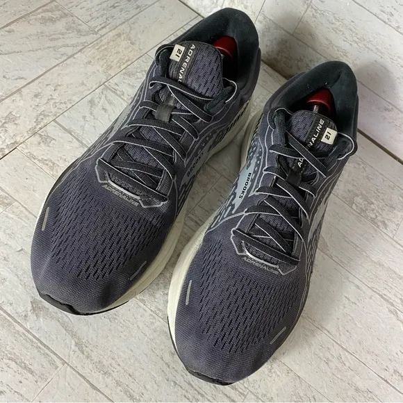 Brooks Adrenaline GTS 21 Gray Black Running Shoes Mens size 12.5 D (1103491D093)