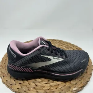 BROOKS Adrenaline GTS 22 Running Shoes Pearl Black Metallic Size 7.5 Women's