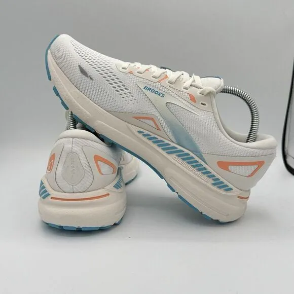 Brooks Adrenaline GTS 23 Womens 9.5 B Shoes White Blue Sneaker 1203811B152