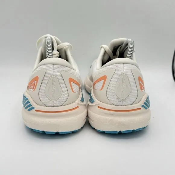 Brooks Adrenaline GTS 23 Womens 9.5 B Shoes White Blue Sneaker 1203811B152