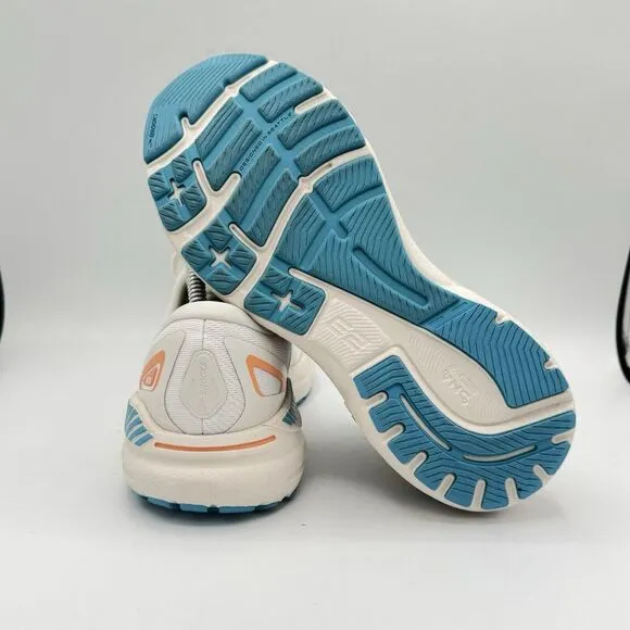 Brooks Adrenaline GTS 23 Womens 9.5 B Shoes White Blue Sneaker 1203811B152