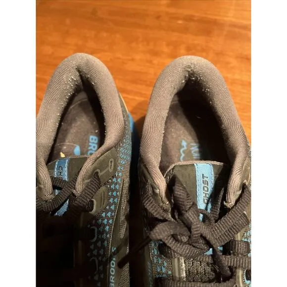 Brooks Ghost 14 Mens 9.5 EE Shoes Running Black Blue Walking Gym 1103692E056