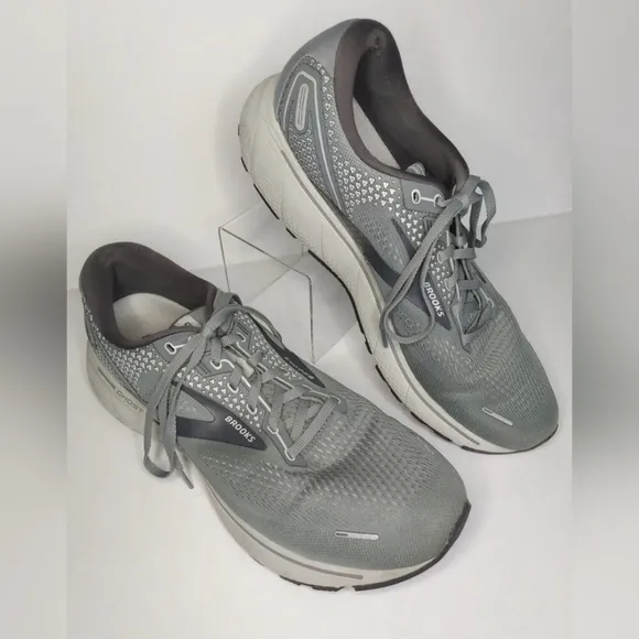 Brooks Ghost 14 Mens Gray White Running Walking Shoes Sneakers SZ 14 D UK 13