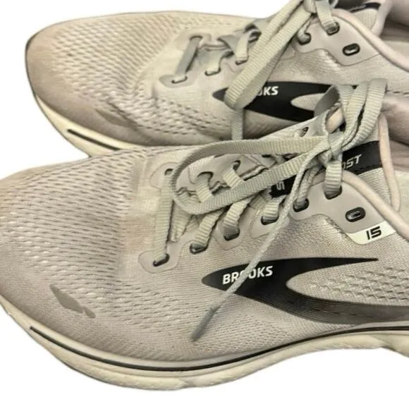 Brooks Ghost 15 Mens 10.5 D Shoes Gray Running Walking Gym Sneaker Cushion